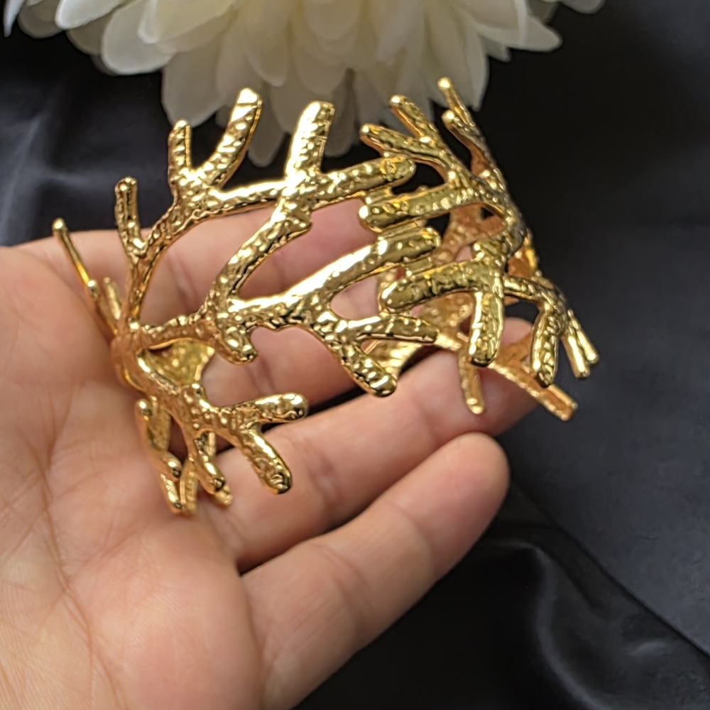 Gold Coral Design Cuff Bracelet